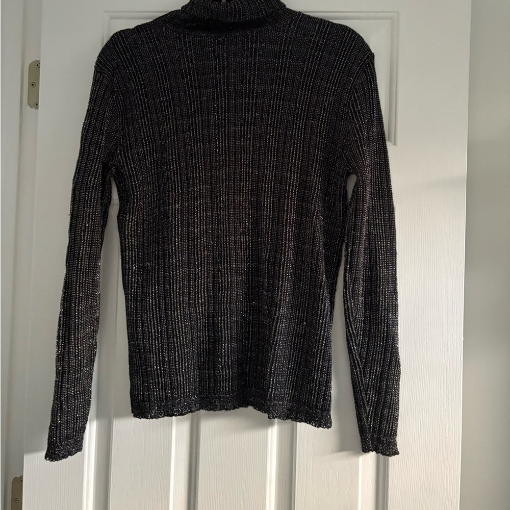Vintage Black and Silver Stretch Turtleneck
